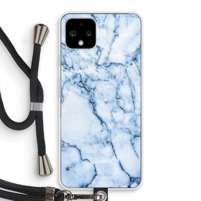 Blauw marmer: Pixel 4 Transparant Hoesje met koord