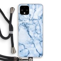 Blauw marmer: Pixel 4 Transparant Hoesje met koord
