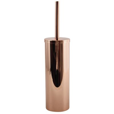 Toiletborstel in houder/wc-borstel Doha - RVS - koper kleur - 40 x 9 cm