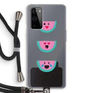 Smiley watermeloen: OnePlus 9 Pro Transparant Hoesje met koord