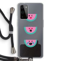 Smiley watermeloen: OnePlus 9 Pro Transparant Hoesje met koord