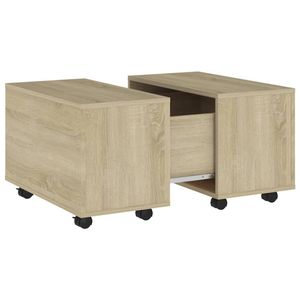 The Living Store Salontafel Sonoma Eiken - Verlengbaar - 60 x 60 x 38 cm - Spaanplaat