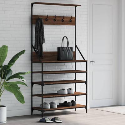 VidaXL Kledingrek met schoenenrek 90x34x184 cm bruin eikenkleur