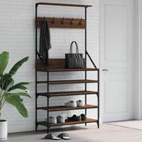 VidaXL Kledingrek met schoenenrek 90x34x184 cm bruin eikenkleur