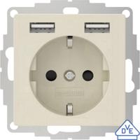 2USB 2U-449290 Stopcontact (onderbouw) VDE, Met USB, Kinderbeveiliging IP20 Crème-wit, Glanseffect