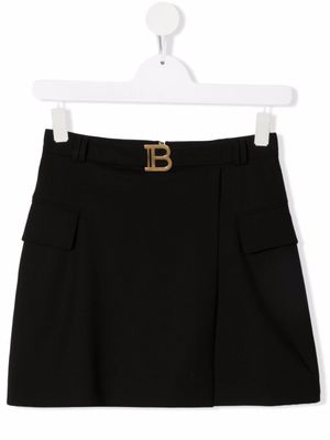 Balmain Kids jupe à plaque logo - Noir