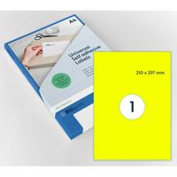 Etiket Rillprint 210x297mm fluorgeel 100 etiketten
