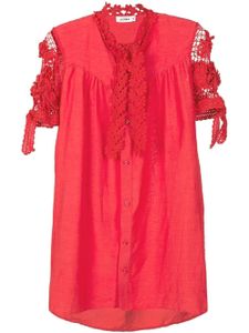 Amir Slama robe-chemise à fleurs en dentelle - Rouge