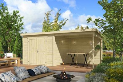 Outdoor Life Lars Tuinhuis 500x250 cm 28 mm vuren blank- Lessenaarsdak- Onbehandeld vurenhout- Outdoor Life