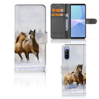 Sony Xperia 10 III Telefoonhoesje met Pasjes Paarden - thumbnail