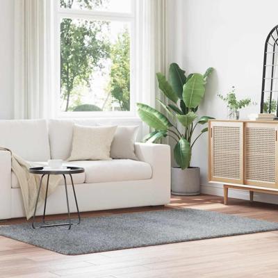 Hoogpolig vloerkleed NAVARRA 130x200 cm polyester zilvergrijs