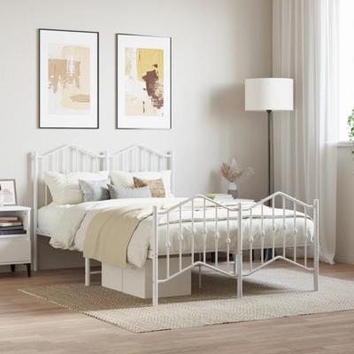 Bedframe met hoofd- en voeteneinde metaal wit 120x200 cm