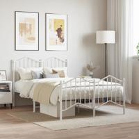 Bedframe met hoofd- en voeteneinde metaal wit 120x200 cm - thumbnail