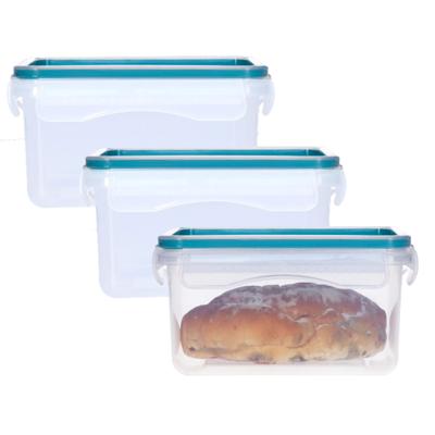 5Five Vershoudbakje met deksel - 3x - kunststof - luchtdicht - 14 x 10 x 8 cm - 730 ml