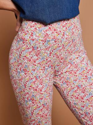Legging voor dames met bloemenprint van biologisch katoen meerkleurig