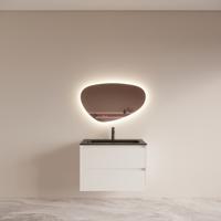 Badmeubelset BWS Riga met Asia Wastafel Zwart 80 cm Mat Wit