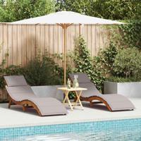 Ligbed 2-persoon 2 pcs Taupe 184 x 55 x 64cm Massief acaciahout