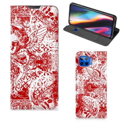 Mobiel BookCase Motorola Moto G 5G Plus Angel Skull Rood