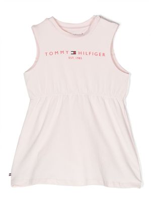 Tommy Hilfiger Junior robe sans manches à logo imprimé - Rose