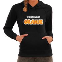 Zwarte hoodie Holland / Nederland supporter ik juich voor oranje EK/ WK voor dames - thumbnail