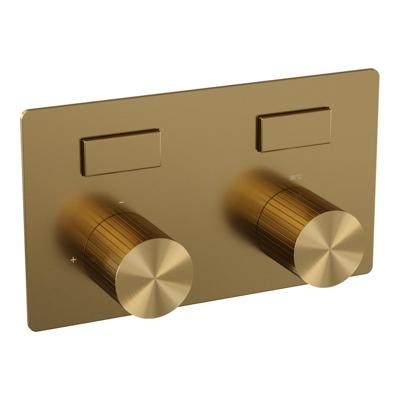 BRAUER Stripe 2-weg Inbouwthermostaat - drukknoppen - in- en afbouwdelen - goud geborsteld PVD 5-GG-355