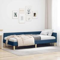 Hoek Bed Frame Blauw 100 x 200 cm Stof en Geengineerd Hout