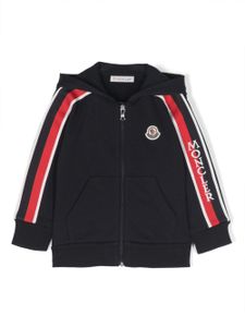 Moncler Enfant veste zippée à patch logo - Bleu