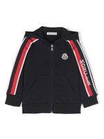 Moncler Enfant veste zippée à patch logo - Bleu - thumbnail