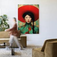 Urban Cotton Wandkleed 'Amy' 110 x 145cm in Frame - black