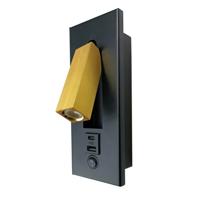 Artdelight BedlampjeAdam zwart en goud met USB A en C aansluiting - WL ADAM LED USB