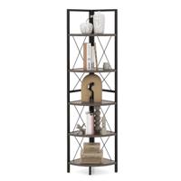 Hoekplank met 5 Niveaus Boekenkast Staand Rek Plantenrek Ladderrek Opbergrek voor Woonkamer Badkamer Keuken Hal 35,5 x 35,5 x 160 cm