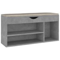 vidaXL Schoenenbank met kussen 104x30x49 cm bewerkt hout betongrijs - thumbnail
