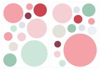 Muursticker - Stippen / Pastelroze en Groente