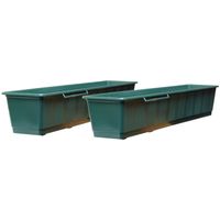 Set van 5x stuks plantenbakken donker groen rechthoekig 80 x 17,5 x 14,5 cm