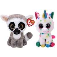 Ty - Knuffel - Beanie Boo's - Linus Lemur & Harmonie Unicorn