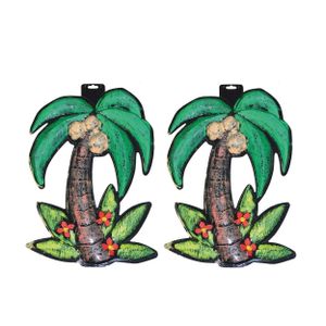 3x stuks hawaii wanddecoratie palmboom 50 cm van plastic