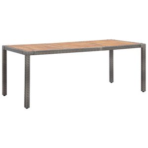 Tuintafel 190x90x75 cm poly rattan en massief acaciahout grijs