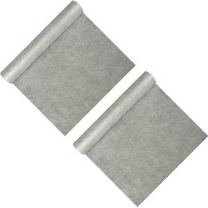 2x stuks tafelloper op rol - zilver - 40 x 480 cm - polyester