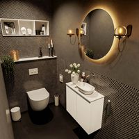 MONDIAZ FOWY toiletmeubel 60cm kleur talc. Waskom positie rechts kleur talc | talc. Zonder kraangat