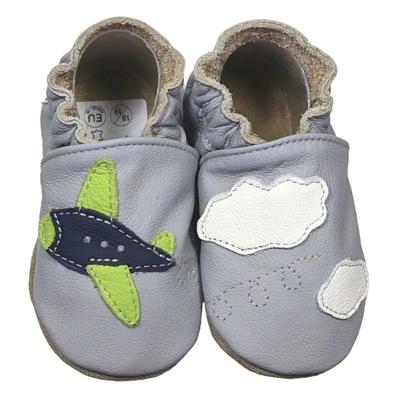 Hobea babyslofjes Flugzeug grau-16-17