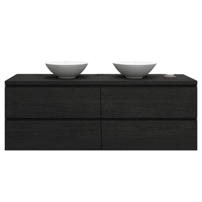 Badkamermeubelset Gliss Zeus 180 cm Zwart Eiken Met Waskom