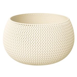 Plantenpot/bloempot kunststof dia 37 cm en hoogte 22 cm creme wit