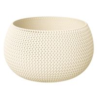 Plantenpot/bloempot kunststof dia 37 cm en hoogte 22 cm creme wit