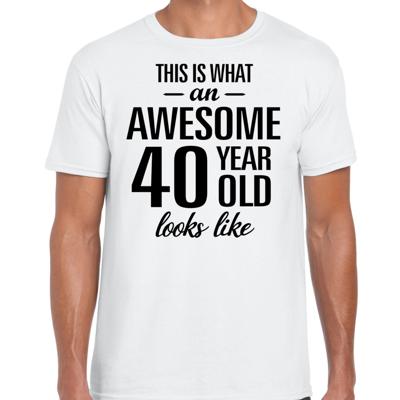 Awesome 40 year - geweldige 40 jaar cadeau t-shirt - wit - voor heren - Verjaardag cadeau