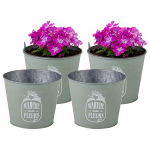 Plantenpot/bloempot voor buiten - 4x - zink - jadegroen - D17 x H14 cm