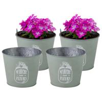 Plantenpot/bloempot voor buiten - 4x - zink - jadegroen - D17 x H14 cm