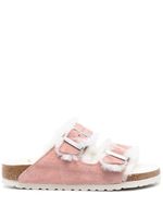 Birkenstock claquettes en peau lainée - Rose