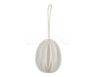 Paasdecoratie Papieren Hanger Ei Wit 6cm