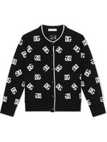 Dolce & Gabbana Kids cardigan en laine à logo intarsia - Noir - thumbnail