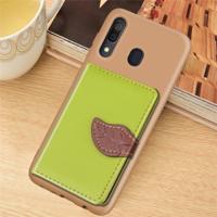 Litchi patroon kaart tas portemonnee beugel + TPU telefoon geval met kaartsleuf portemonnee beugel functie voor Galaxy A30 (groen)